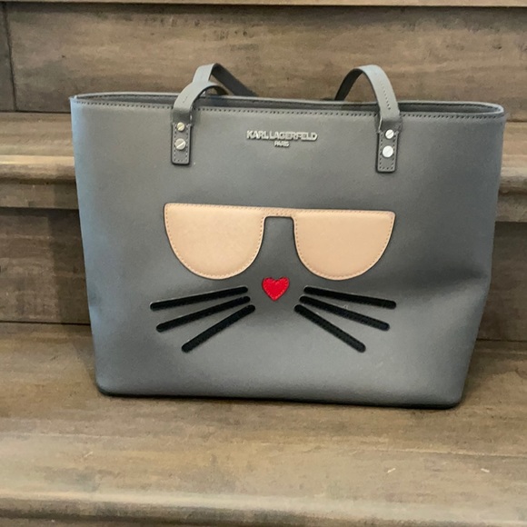 Karl Lagerfeld Handbags - Karl Lagerfeld Maybelle Saffiano Cat Grey Purse